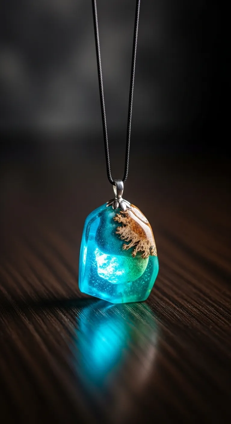 Detalle de Collares de piedra y epoxi