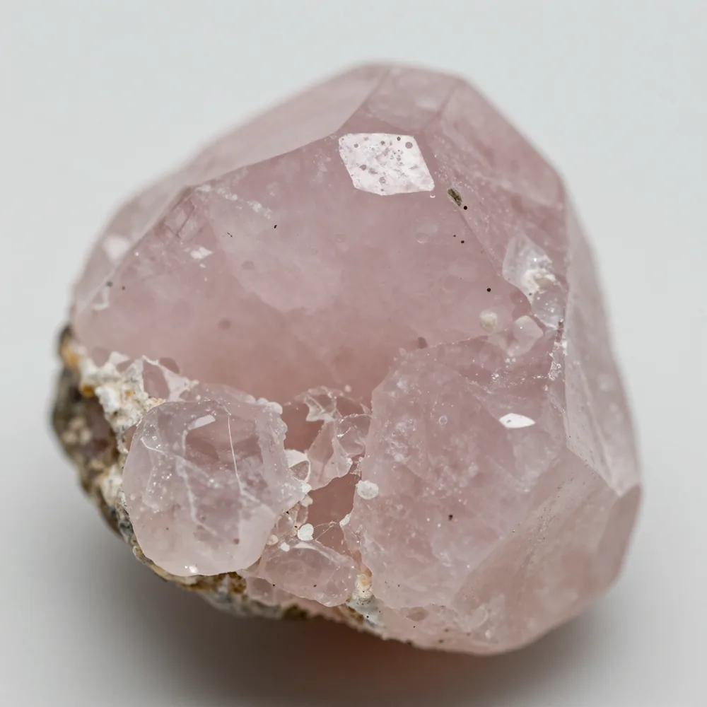Cristales de cuarzo rosa natural en bruto con textura rugosa
