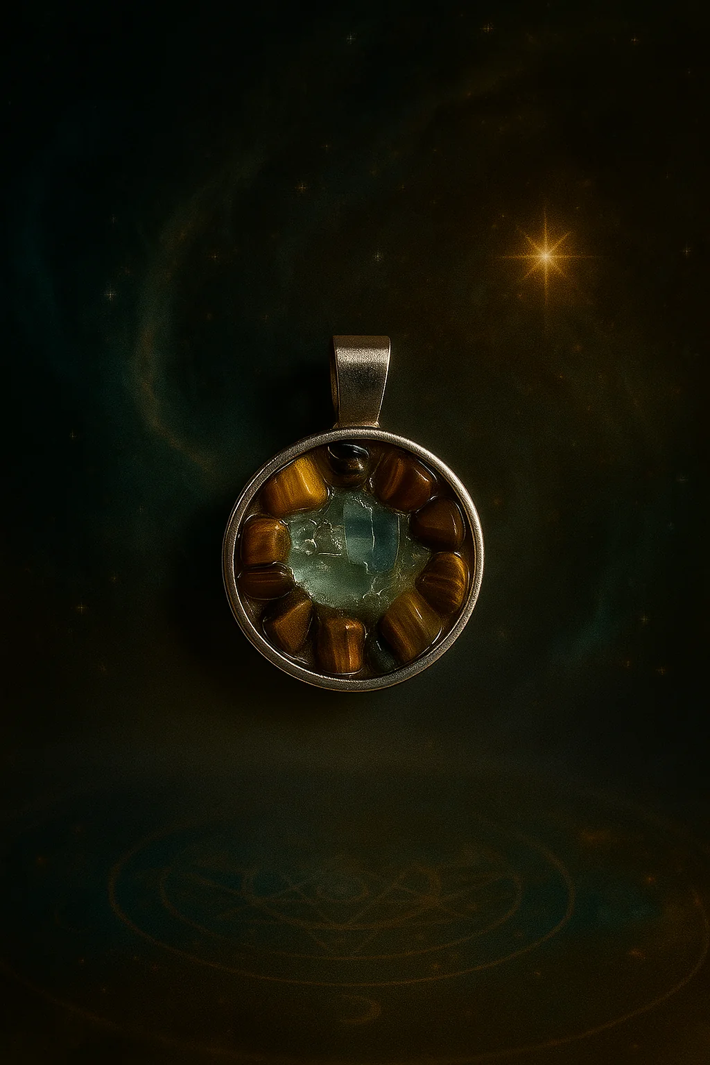 Colgante de Ojo de Tigre y Azulita – Protección, Equilibrio y Energía Armoniosa